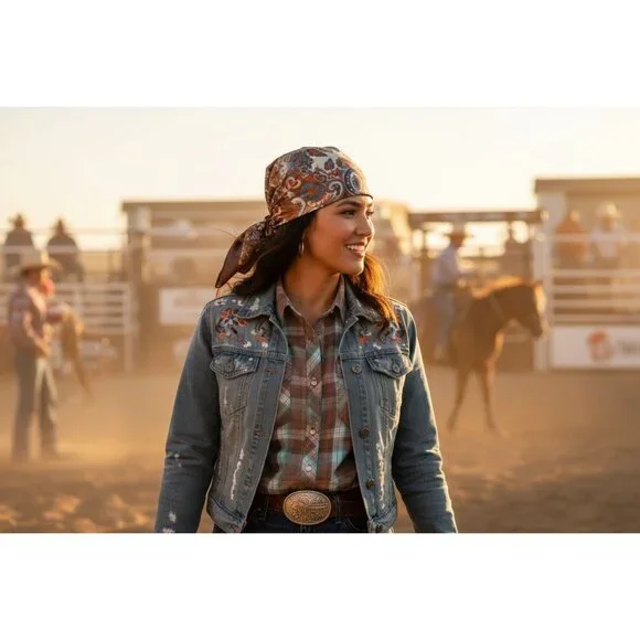 35 Inch Large Wild Rag Paisley Cowboy Scarf Silk Feel Bandana Neckerchief Oversi - Picture 3 of 8